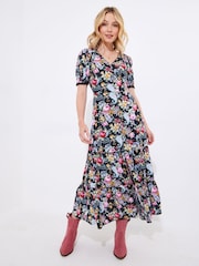 Joe Browns Black Lace Trim Floral Print Maxi Dress - Image 3 of 7