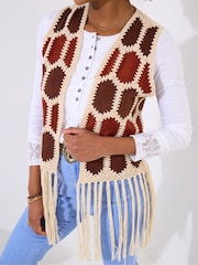 Joe Browns Boho Crochet Fringe Gilet - Изображение 2 из 5