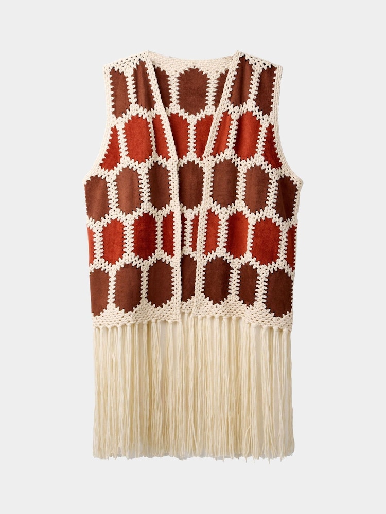 Joe Browns Boho Crochet Fringe Gilet - Изображение 5 из 5