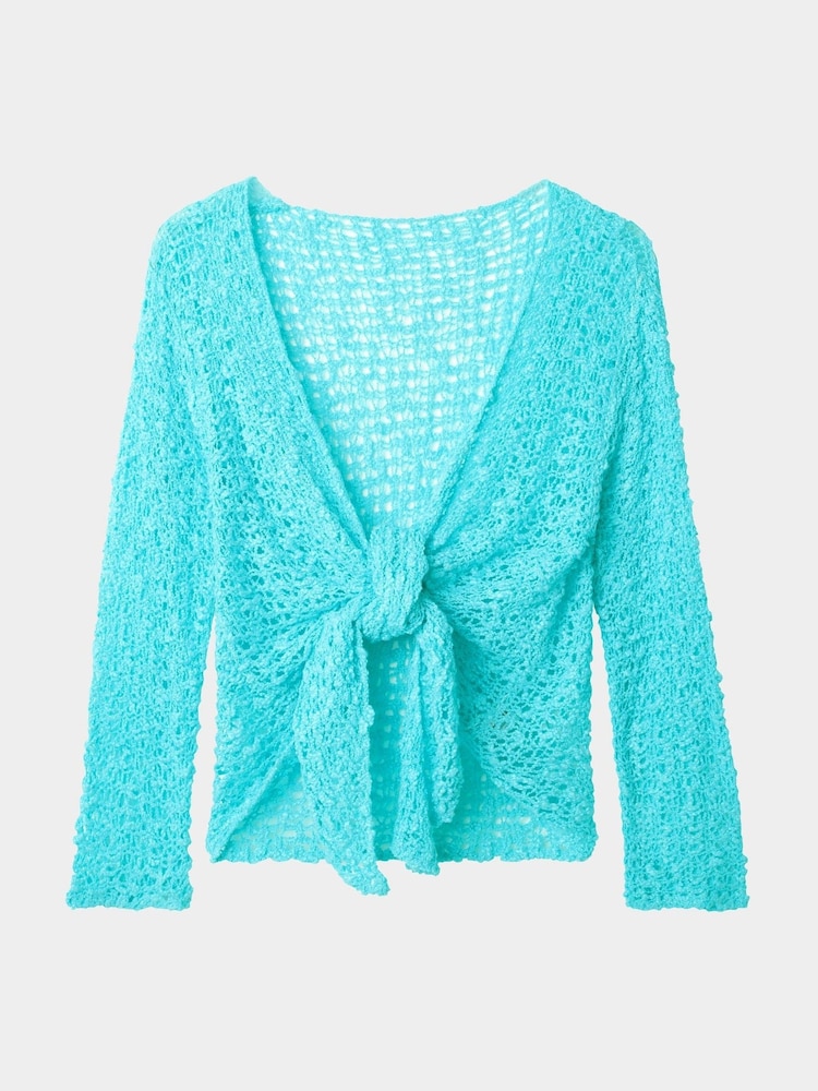 Joe Browns Blue Lightweight Popcorn Knit 3/4 Cardigan - Image 3 of 4