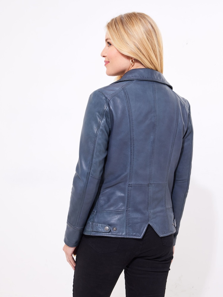 Joe Browns Blue Edgy Collared Biker Jacket - Image 4 of 5
