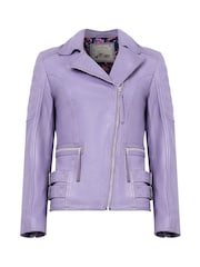 Joe Browns Purple Quilted Biker Jacket - Image 4 of 5
