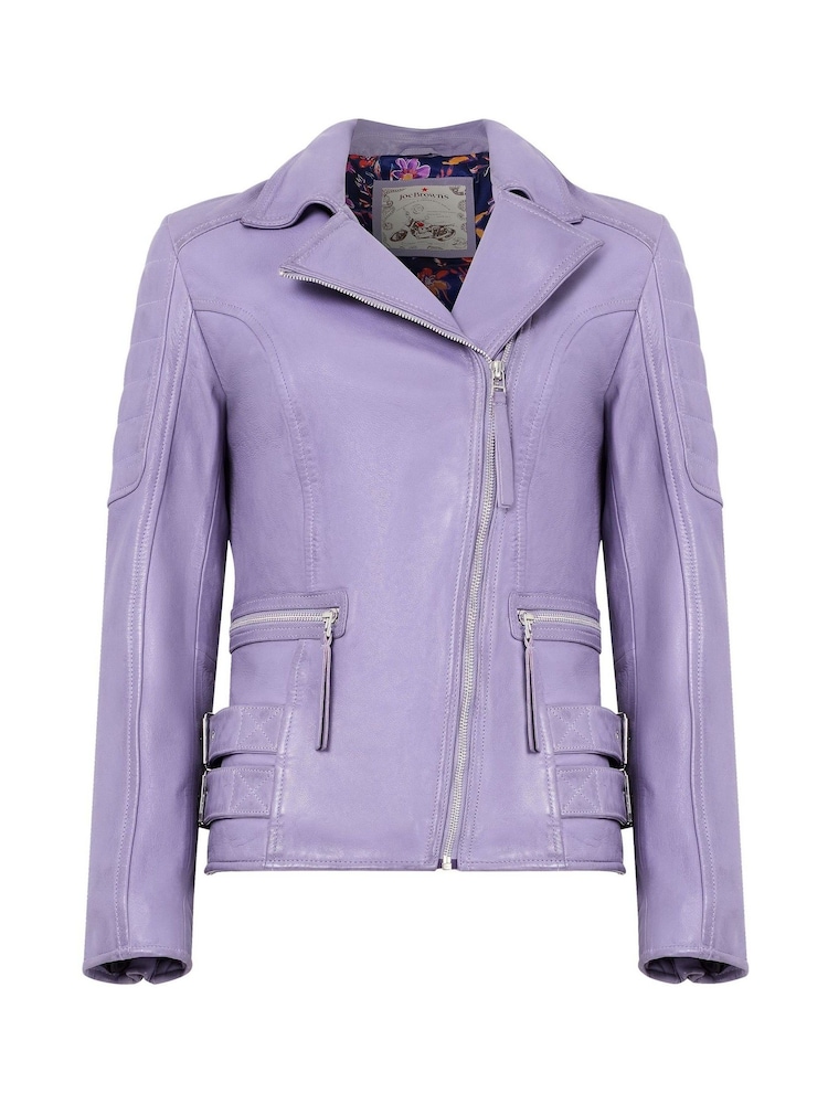 Joe Browns Purple Quilted Biker Jacket - Image 4 of 5