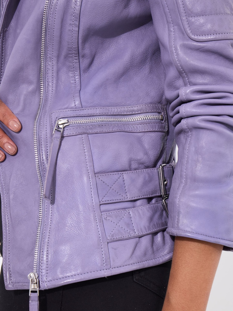 Joe Browns Purple Quilted Biker Jacket - Image 5 of 5
