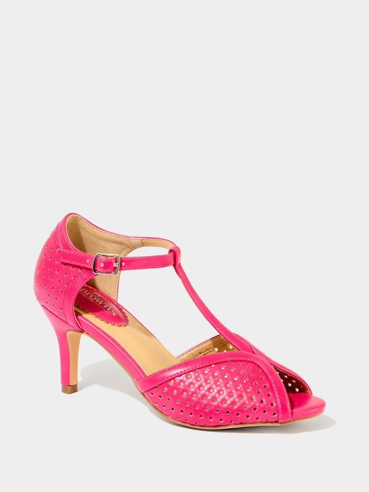 Joe Browns Pink Laser Cut T-Bar Heels - Image 2 of 4