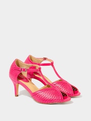 Joe Browns Pink Laser Cut T-Bar Heels - Image 3 of 4