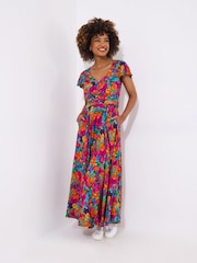 Joe Browns Red Lace Panel Shirred Maxi Dress - Image 4 of 7