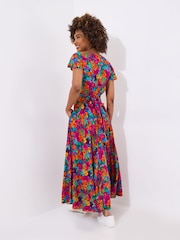 Joe Browns Red Lace Panel Shirred Maxi Dress - Image 5 of 7