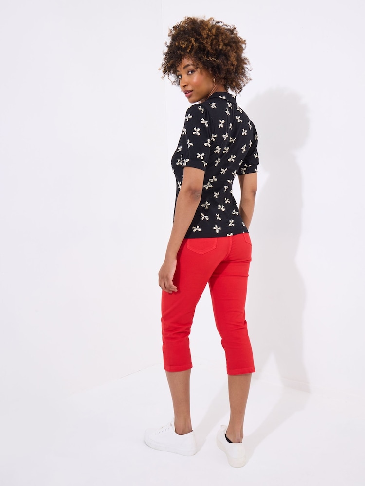 Joe Browns Black Bow Print Jersey Top - Image 2 of 5