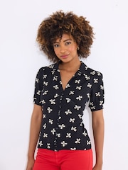 Joe Browns Black Bow Print Jersey Top - Image 3 of 5