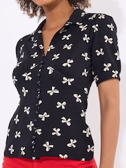 Joe Browns Black Bow Print Jersey Top - Image 4 of 5