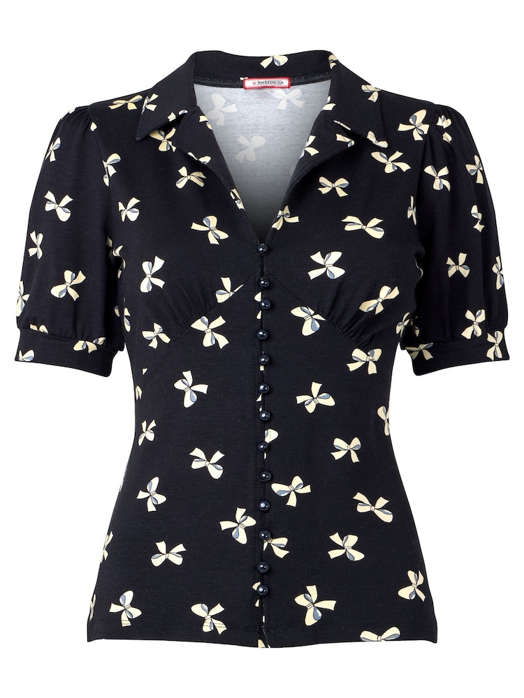 Joe Browns Black Bow Print Jersey Top - Image 5 of 5