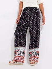 Joe Browns Black Elephant Print Wide Leg Trousers - Image 1 of 5
