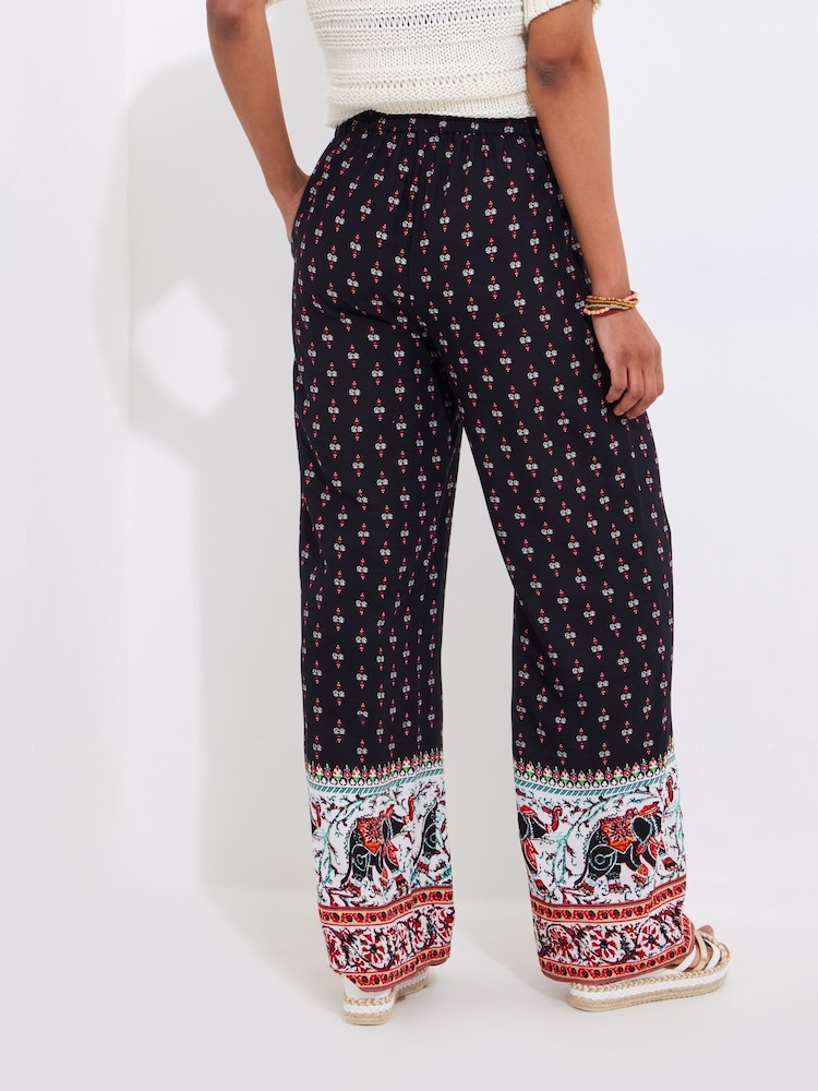 Joe Browns Black Elephant Print Wide Leg Trousers - Image 2 of 5
