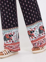 Joe Browns Black Elephant Print Wide Leg Trousers - Image 4 of 5