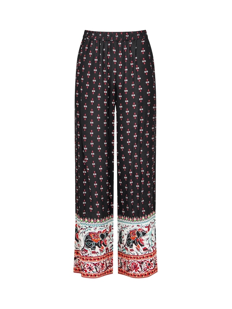Joe Browns Black Elephant Print Wide Leg Trousers - Image 5 of 5