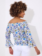 Joe Browns Blue Boho Floral Print Tassel Top - Image 4 of 6