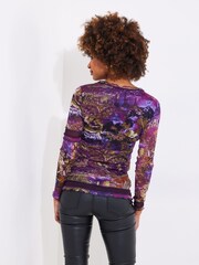 Joe Browns Purple Layered Hem Mesh Top - Image 2 of 5