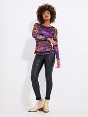 Joe Browns Purple Layered Hem Mesh Top - Image 4 of 5