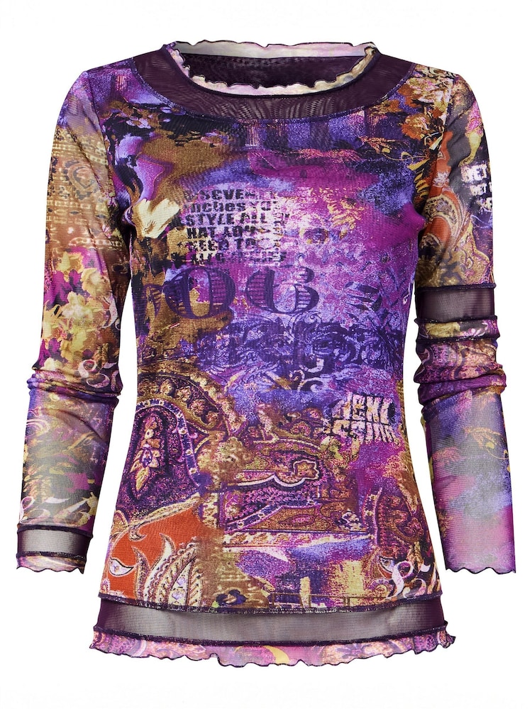 Joe Browns Purple Layered Hem Mesh Top - Image 5 of 5