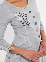 Joe Browns Grey Embroidered Check Hem 100% Cotton Tunic - Image 3 of 5