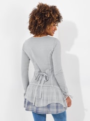 Joe Browns Grey Embroidered Check Hem 100% Cotton Tunic - Image 4 of 5