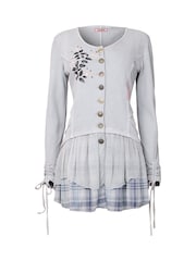 Joe Browns Grey Embroidered Check Hem 100% Cotton Tunic - Image 5 of 5