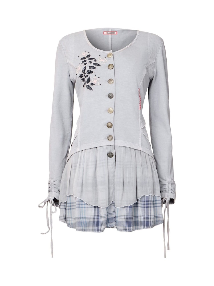 Joe Browns Grey Embroidered Check Hem 100% Cotton Tunic - Image 5 of 5