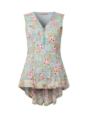 Joe Browns Green Lace Zip Neck Floral Sleeveless Tunics Top - Image 5 of 5