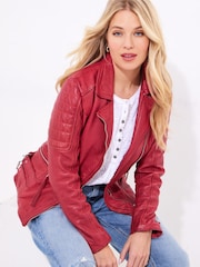 Joe Browns Red Quilted Biker Jacket - Image 1 of 5