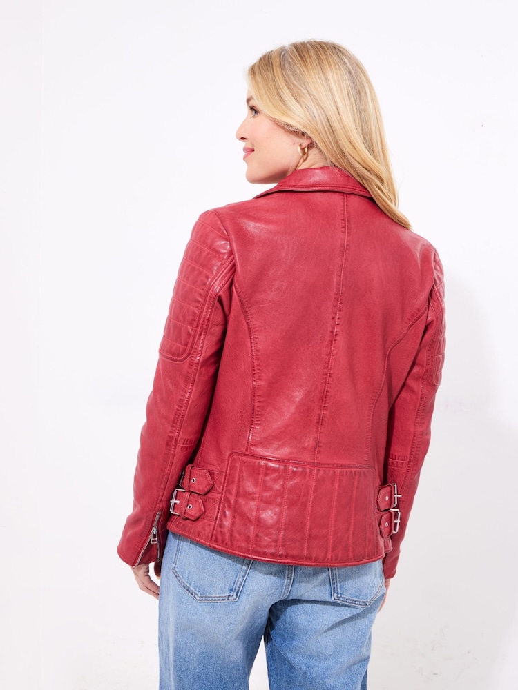 Joe Browns Red Quilted Biker Jacket - Image 3 of 5