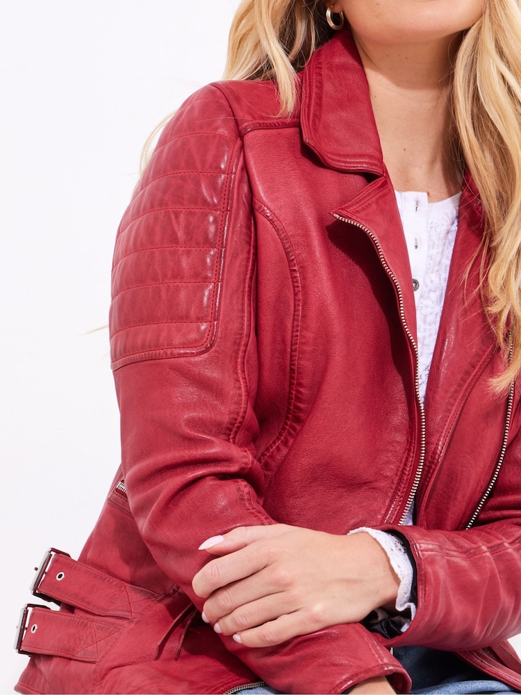 Red - Joe Browns Quilted Biker Jacket - Image 5 of 5 Red - Joe Browns Quilted Biker Jacket - Image 5 of 5