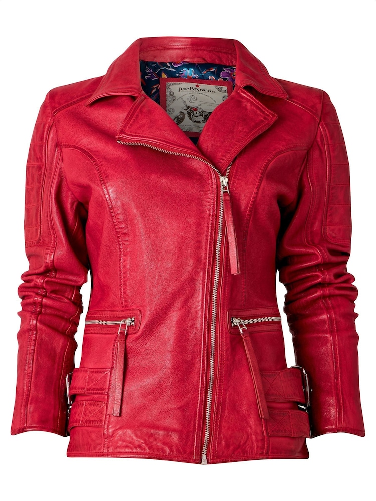 Joe Browns Red Quilted Biker Jacket - Image 5 of 5 Joe Browns Red Quilted Biker Jacket - Image 5 of 5