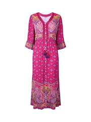 Joe Browns Pink Border Print Button Maxi Dress - Image 5 of 5