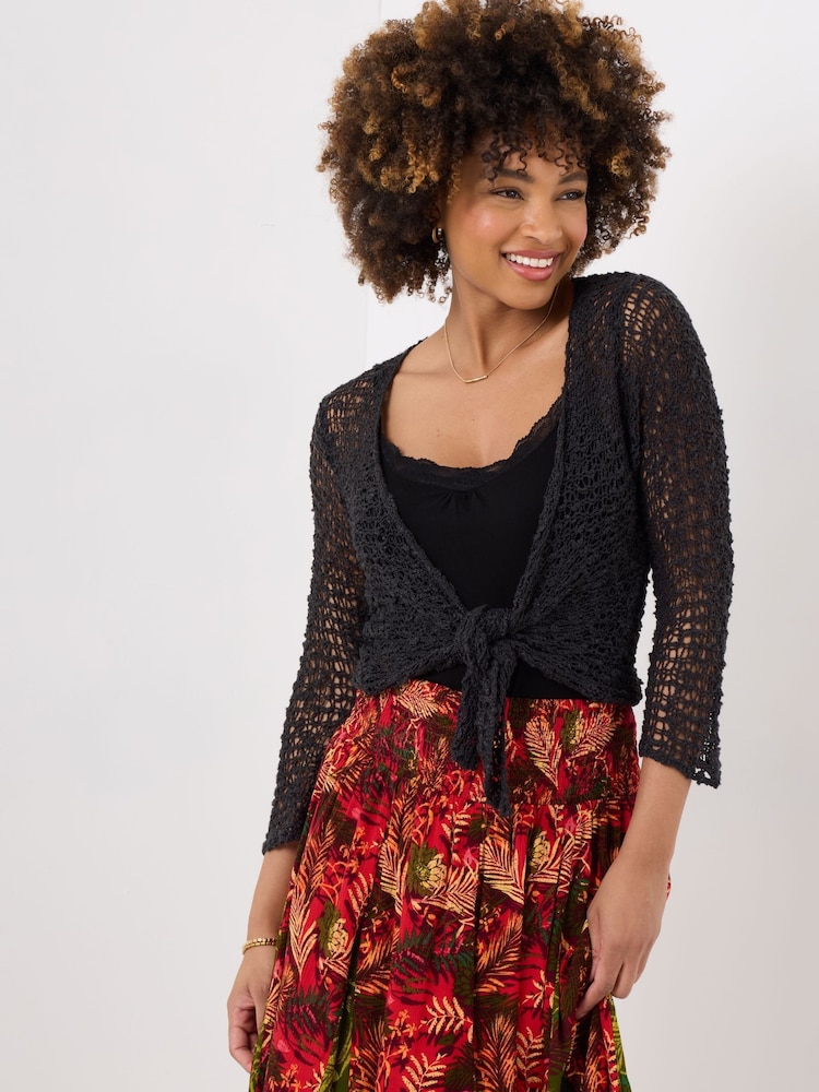 Joe Browns Black Lightweight Popcorn Knit 3/4 Cardigan - Image 1 of 4 Joe Browns Black Lightweight Popcorn Knit 3/4 Cardigan - Image 1 of 4