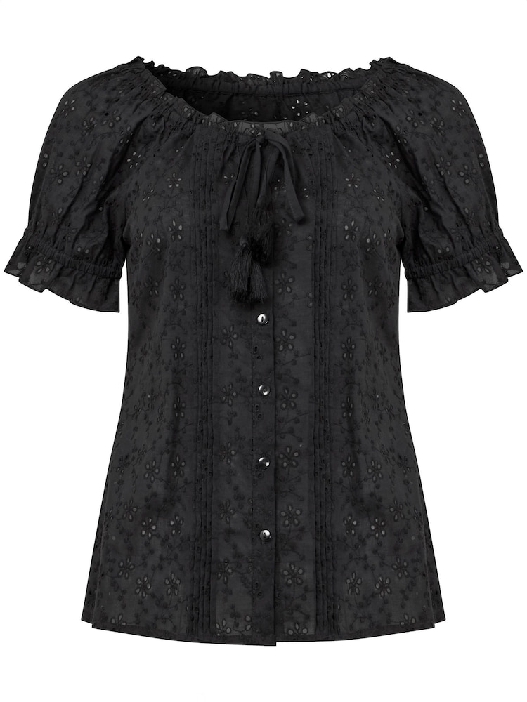 Negro - Joe Browns Broderie Short Sleeve 100% Cotton Top - Imagen 5 de 5 Negro - Joe Browns Broderie Short Sleeve 100% Cotton Top - Imagen 5 de 5