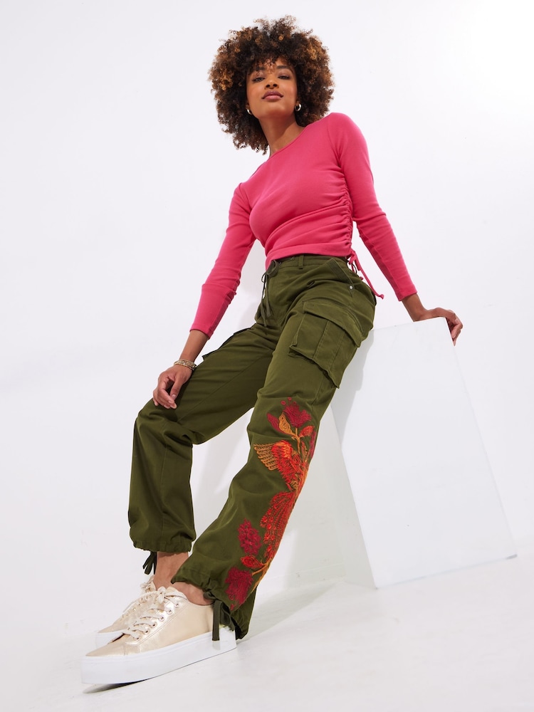 Joe Browns Green Embroidered Adjustable Cargo Joggers - Image 3 of 8