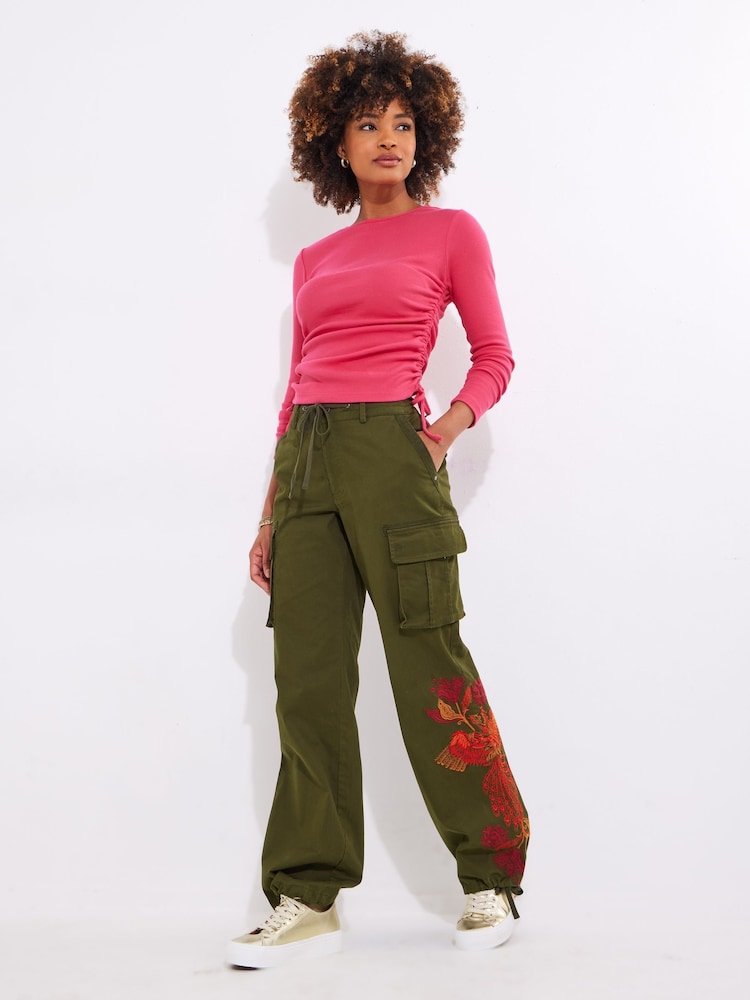 Joe Browns Green Embroidered Adjustable Cargo Joggers - Image 4 of 8