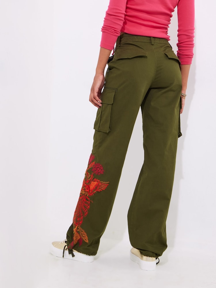 Joe Browns Green Embroidered Adjustable Cargo Joggers - Image 5 of 8