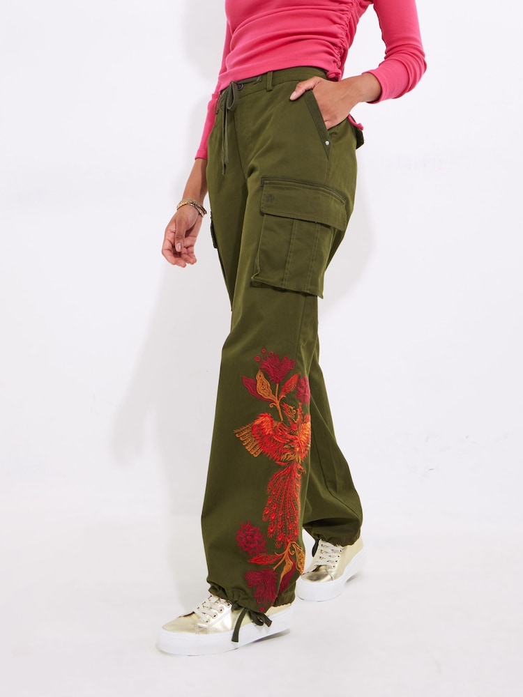Joe Browns Green Embroidered Adjustable Cargo Joggers - Image 7 of 8