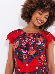 Joe Browns Red Lace Sleeve Tassel Top - Image 3 of 5