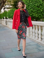Joe Browns Black Rose Print Polka Dot Pencil Skirt - Image 5 of 7