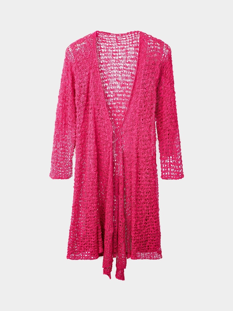 Joe Browns Pink Lightweight Popcorn Knit Longline Cardigan - Image 3 of 3 Joe Browns Pink Lightweight Popcorn Knit Longline Cardigan - Image 3 of 3