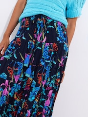 Joe Browns Blue Dark Floral Print Sequin Embellished Skirt - Image 6 of 7
