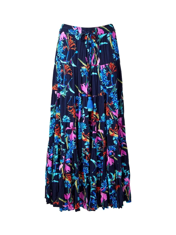 Joe Browns Blue Dark Floral Print Sequin Embellished Skirt - Image 7 of 7