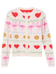Joe Browns Cream Flamingo Print Cardigan - Image 5 of 5