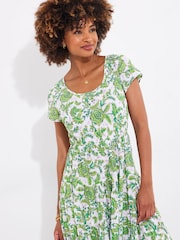 Joe Browns Green Botanical Full Skirt Crinkle 100% Cotton Maxi Dress - Image 3 of 5