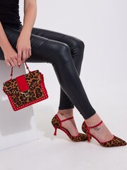 Joe Browns Red Leopard Print Cross-Body Bag - Image 4 of 4
