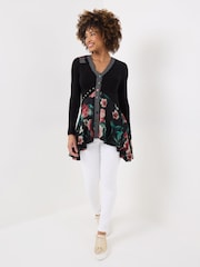 Joe Browns Black Rose Print Tunic with Mesh - Image 4 of 5