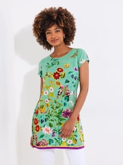 Joe Browns Green Scoop Neck Floral Print Long Line Top - Image 2 of 5